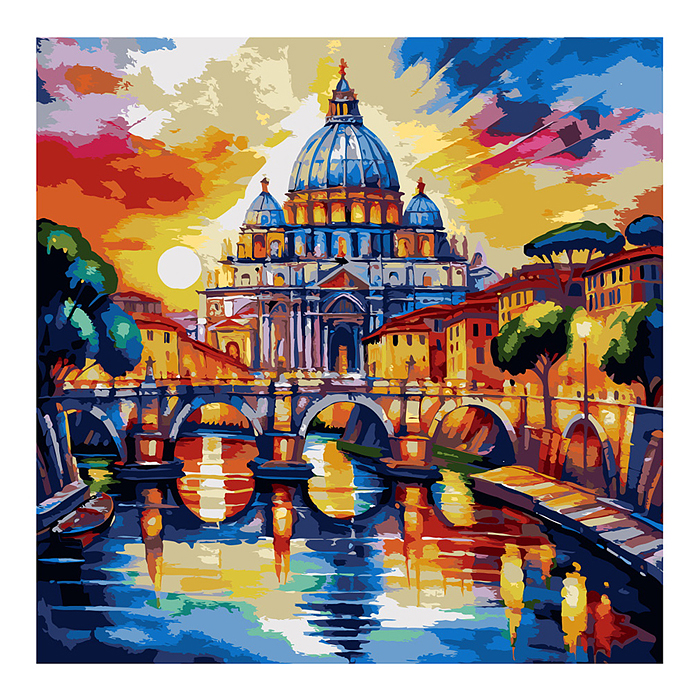 Холст с красками 40х40 по номерам "Красочный Рим" (30 цв.) 