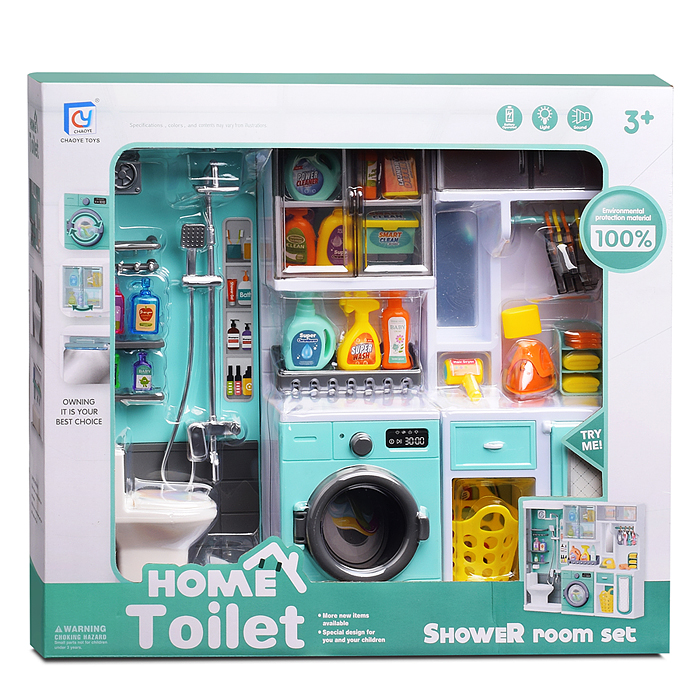 Набор мебели для кукол 818-363 "Прачечная" на батарейках, зеленая, в коробке