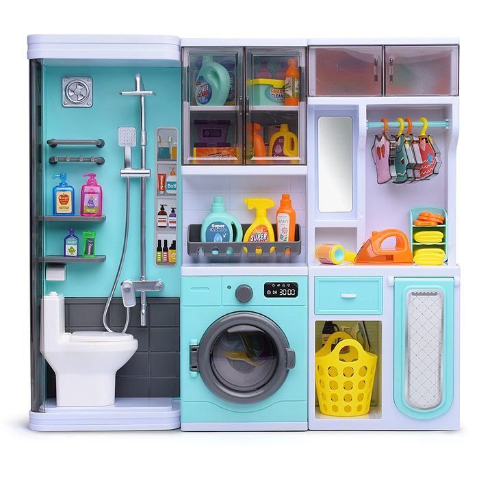 Набор мебели для кукол 818-363 "Прачечная" на батарейках, зеленая, в коробке
