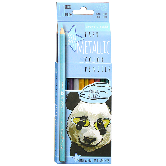 Карандаши цветные "Easycolor" металлизированные, 10 цв.