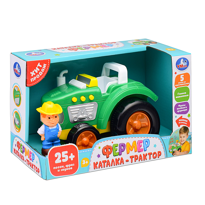 Фото к товару Каталка-трактор Фермер (25 песен, стихов и звуков) в коробке Каталка-трактор Фермер (25 песен, стихов и звуков) в коробке