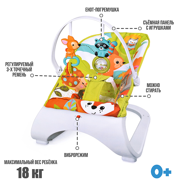 Шезлонг детский 68117 "Яркий мир" в коробке