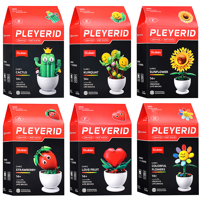 Конструктор M38-B1073 "Растение в горшке" в ассортименте, (упак. 6шт.) в коробке