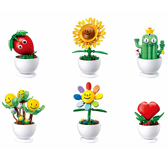 Конструктор M38-B1073 "Растение в горшке" в ассортименте, (упак. 6шт.) в коробке