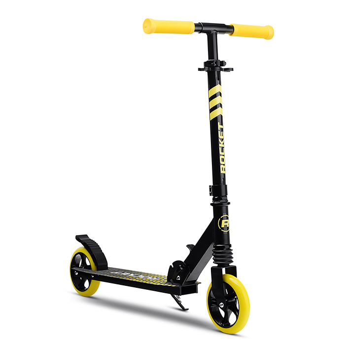 Самокат детский R0201 ROCKET,алюминиевый, колеса PU, 145 мм, жёлтый