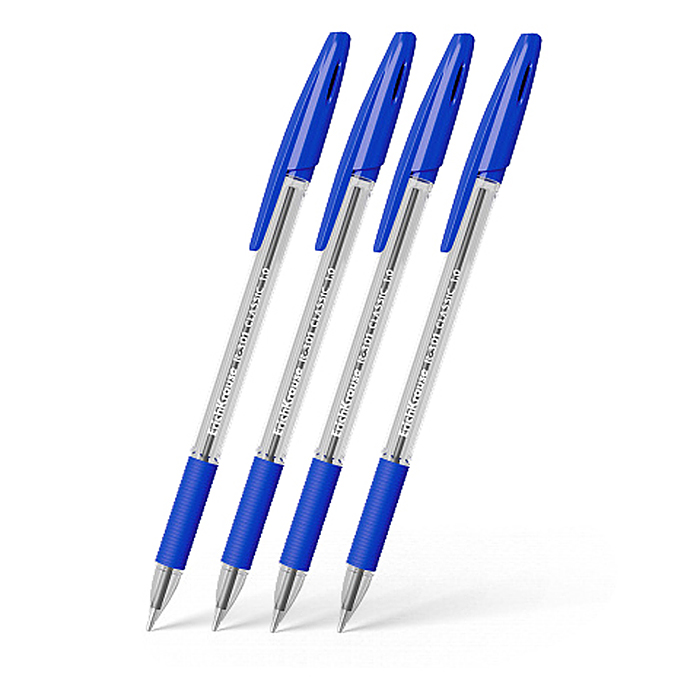 Фото к товару Набор из 4 ручек шариковых Stick&Grip Classic 1.0, цвет чернил синий (в пакете) Набор из 4 ручек шариковых Stick&Grip Classic 1.0, цвет чернил синий (в пакете)