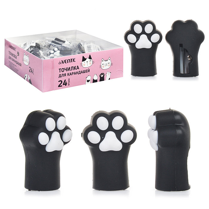 Точилка для карандашей "Cat Paw" 28x21x42 мм, 1 отверстие, пластиковая с покрытием Soft Tou