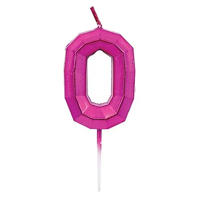 Фото к товару Свеча -цифра "0" Диамант Маджента 4,5смV Свеча -цифра "0" Диамант Маджента 4,5смV