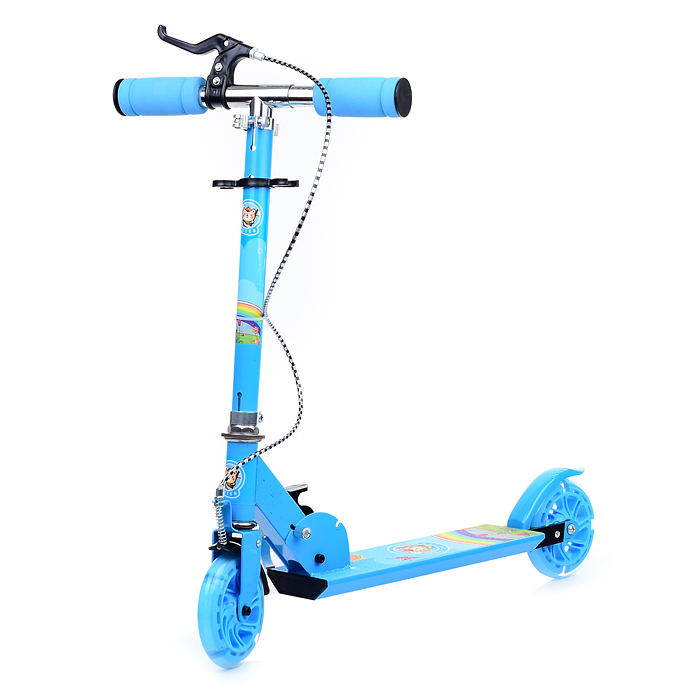 Самокат U038453Y 2-х кол., голубой, PU/ 125 мм,ABEC 7, в коробке