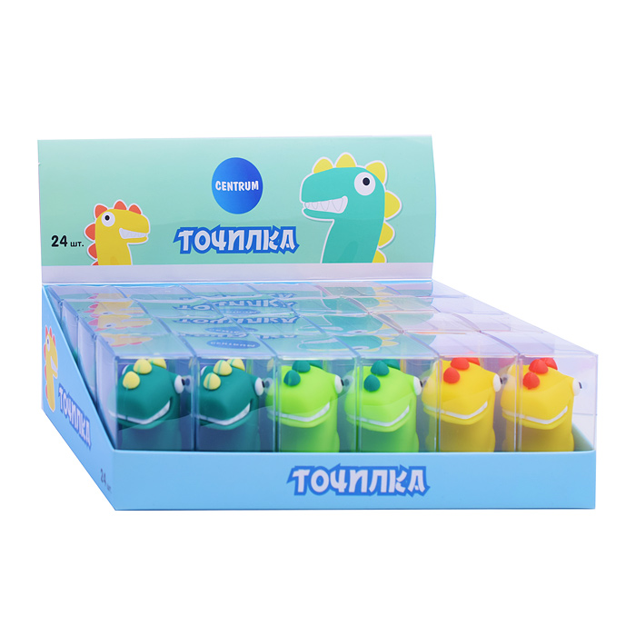 Точилка пластиковая "Динозаврик" 4,5х4см. в дисплее