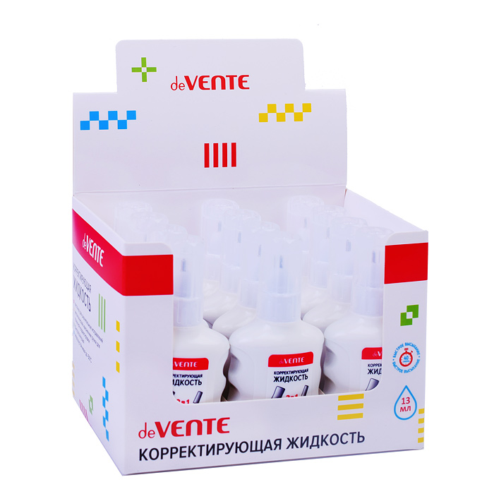 Корректирующая жидкость 2 в 1, 13 мл, быстросохнущая, в бутылочке с кисточкой и металлическ