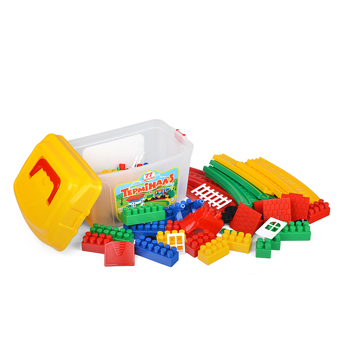 Конструктор железная дорога «Терминал №3» из 77 деталей в саквояже 