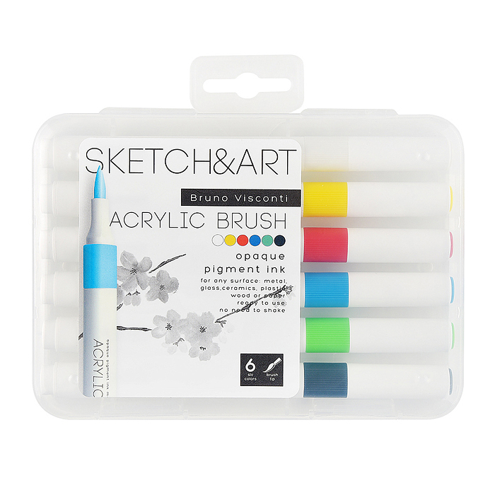 Набор маркеров-кистей акриловых "Sketch&Art" 6 цв.