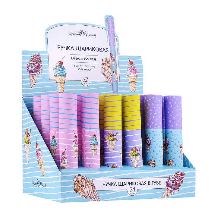 Фото к товару Ручка "DreamWrite. Сахарный рожок" шариковая 0.7 мм, синяя, 3 вида Ручка "DreamWrite. Сахарный рожок" шариковая 0.7 мм, синяя, 3 вида