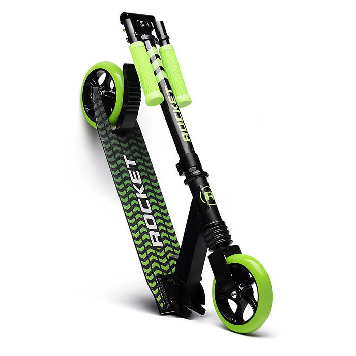 Самокат детский R0201 ROCKET, алюминиевый, колеса PU, 145 мм, зелёный
