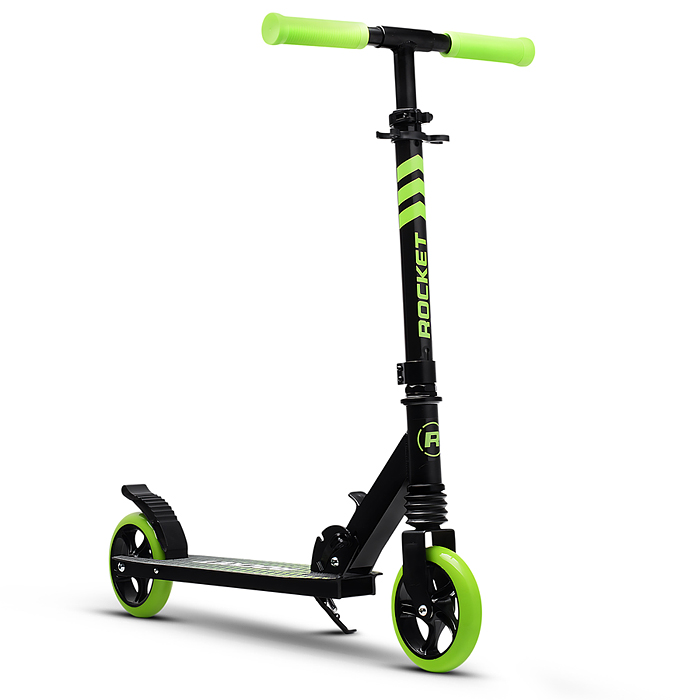 Самокат детский R0201 ROCKET, алюминиевый, колеса PU, 145 мм, зелёный