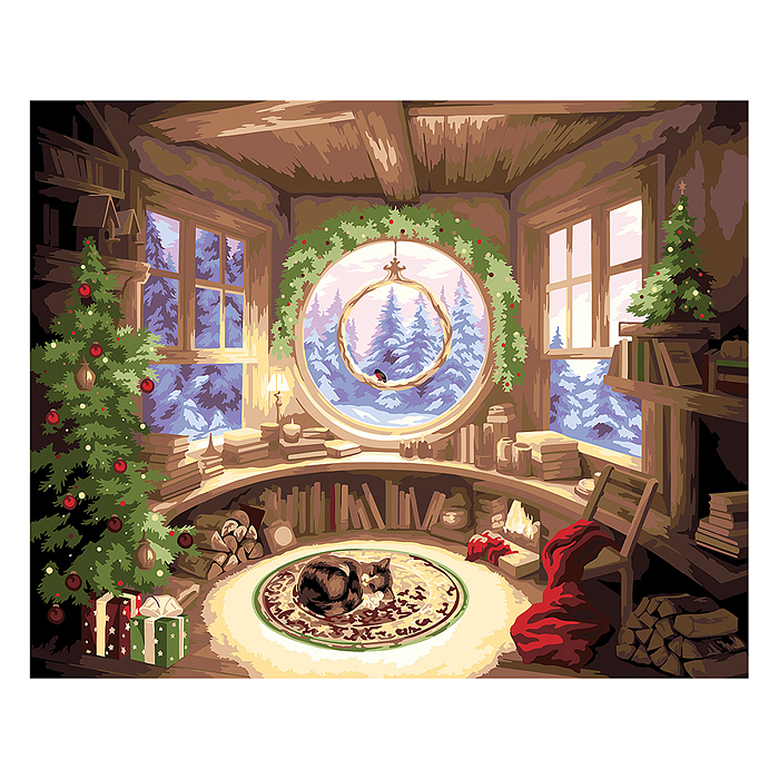 Набор для раскрашивания по номерам (со светодиодами) 50х40 см "Рождественское настроение"