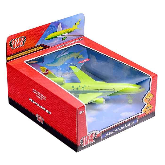 Машина металл свет-звук Авиалайнер 19,5см, кор. 
