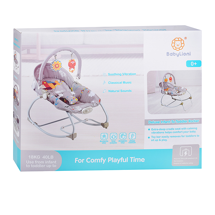 Шезлонг детский 715-1C "Морской" музыка, вибрация, в коробке