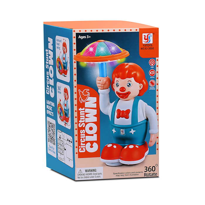 Интерактивная игрушка YJ-3050 "Клоун" на батарейках, в коробке