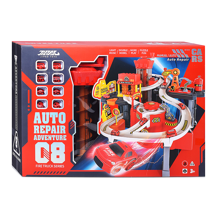 Парковка-трек JP588-11 "Пожарная часть" в коробке