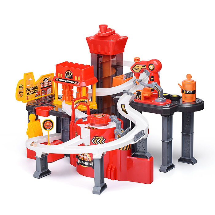 Парковка-трек JP588-11 "Пожарная часть" в коробке