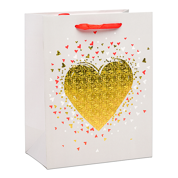 Пакет подарочный 00-6307 "Золотое сердце" 23х18х10 см