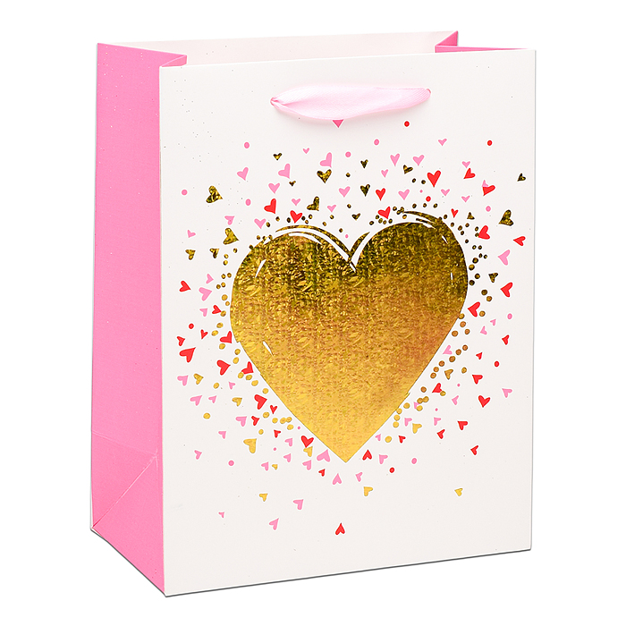 Пакет подарочный 00-6307 "Золотое сердце" 23х18х10 см
