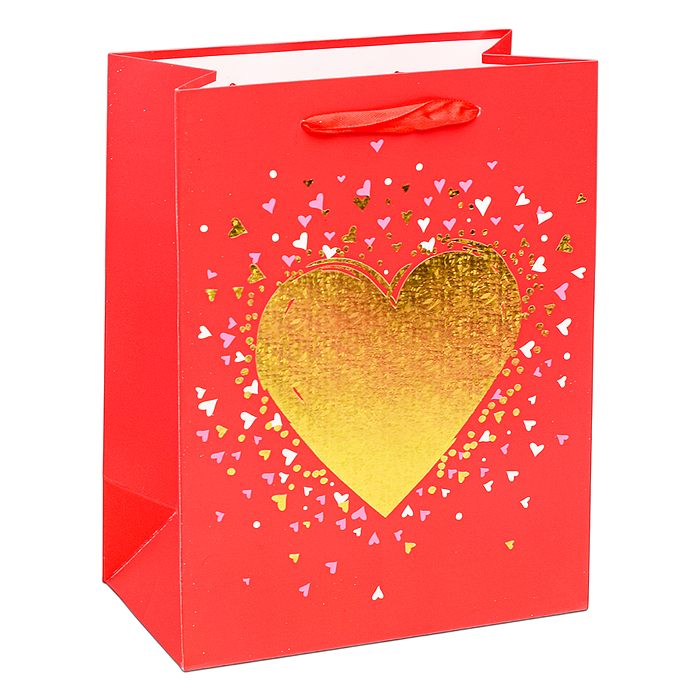 Пакет подарочный 00-6307 "Золотое сердце" 23х18х10 см