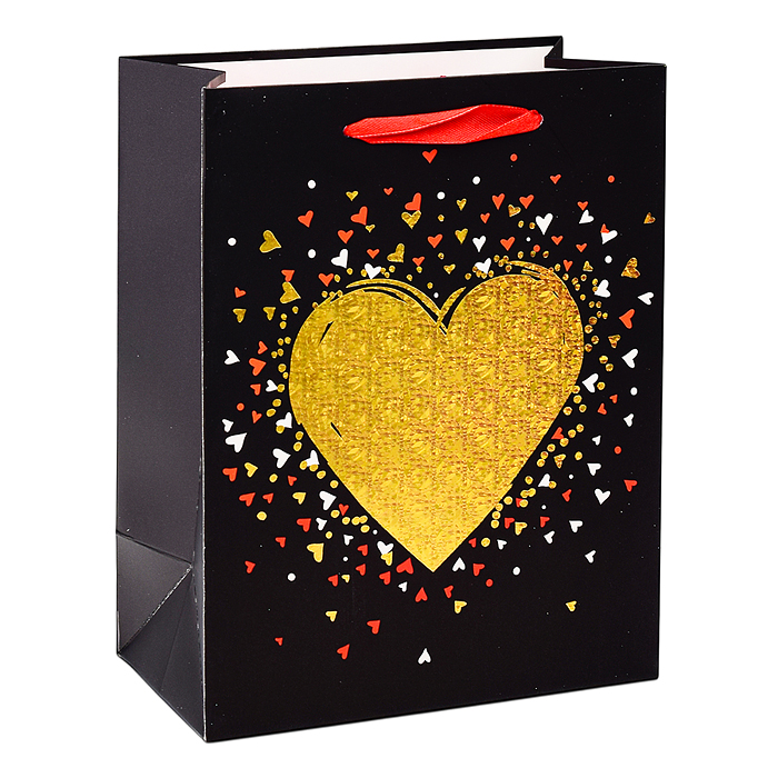 Пакет подарочный 00-6307 "Золотое сердце" 23х18х10 см