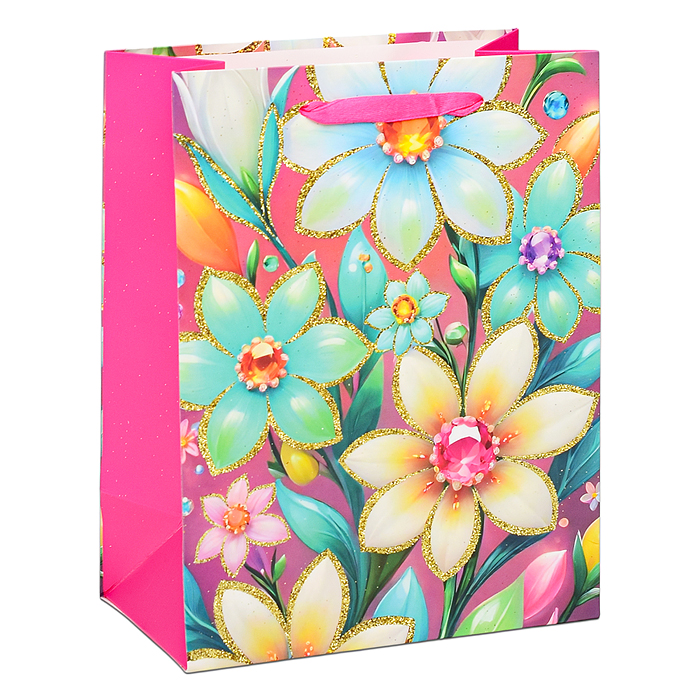 Фото к товару Пакет подарочный 00-6313 "Цветы" 23х18х10 см Пакет подарочный 00-6313 "Цветы" 23х18х10 см