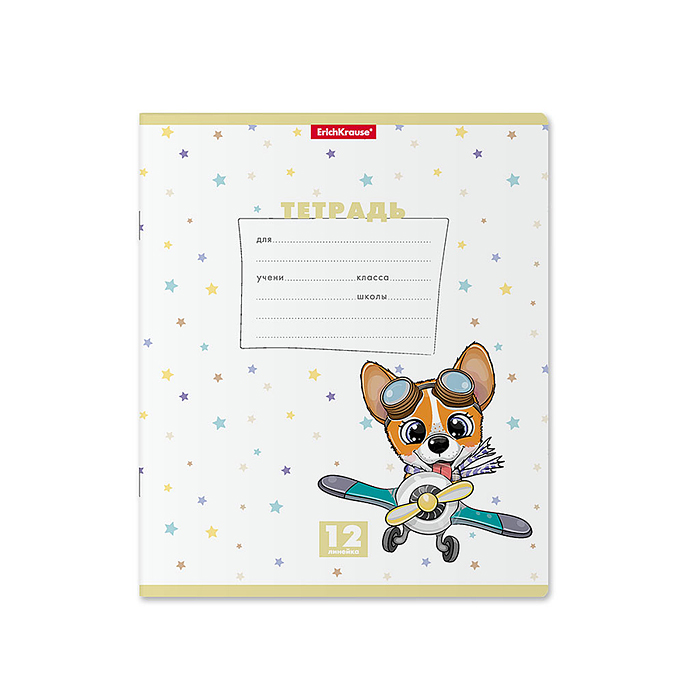Тетрадь 12 л., линейка "Веселые зверята"