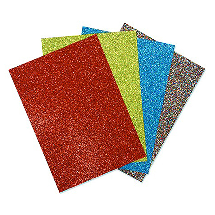 Картон цветной 4 л., 4 цв. с пайетками "Битое стекло"