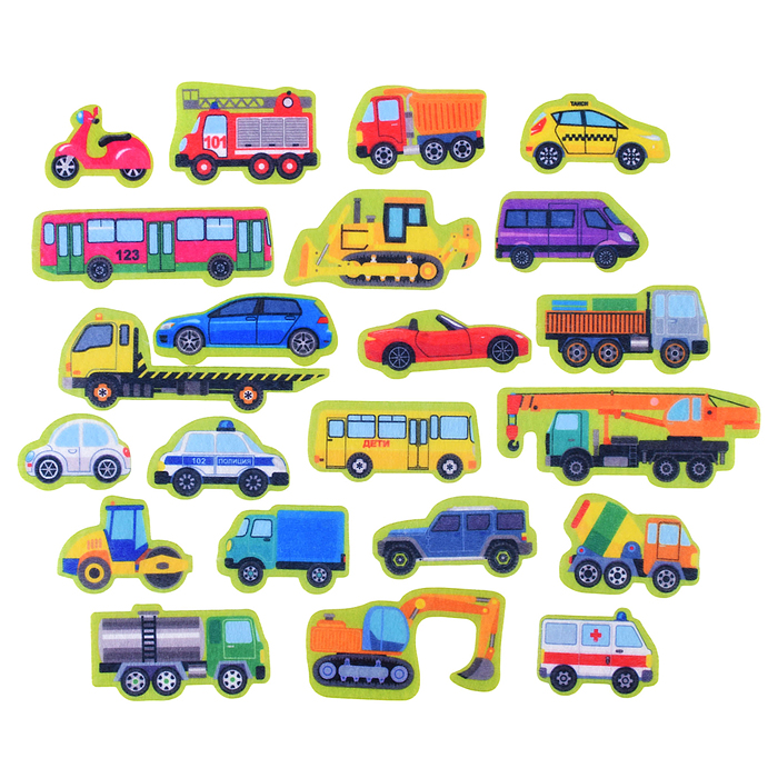 Фото к товару Набор из фетра на липучках "Город.Транспорт" (европодвес) Набор из фетра на липучках "Город.Транспорт" (европодвес)