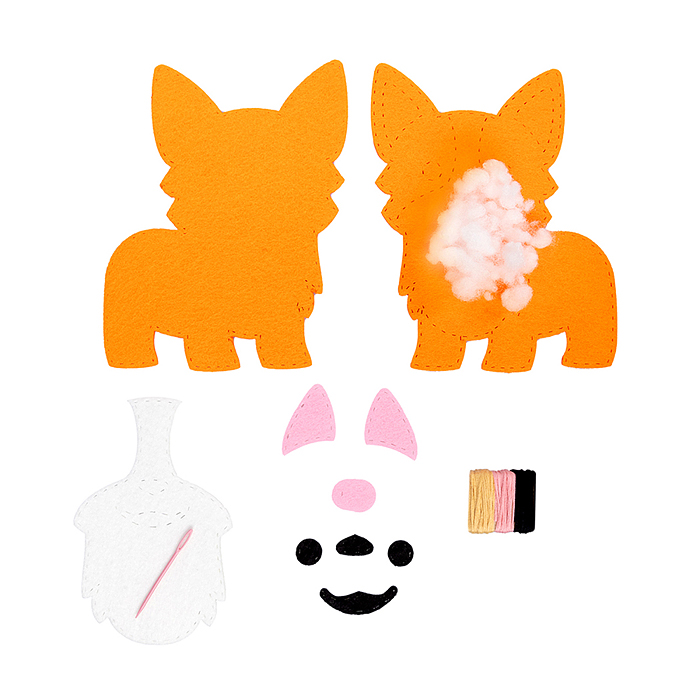 Фото к товару Набор для творчества. Мягкая игрушка из фетра "Корги" Набор для творчества. Мягкая игрушка из фетра "Корги"