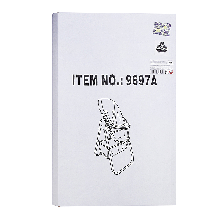 Стульчик для кормления кукольный 9697A складной, с корзиной, принт листья