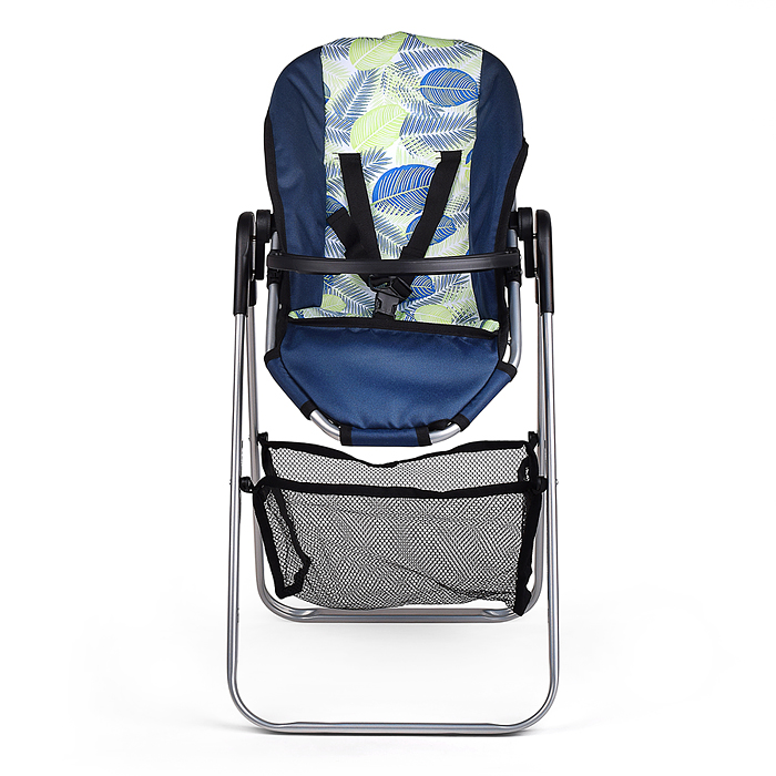 Стульчик для кормления кукольный 9697A складной, с корзиной, принт листья