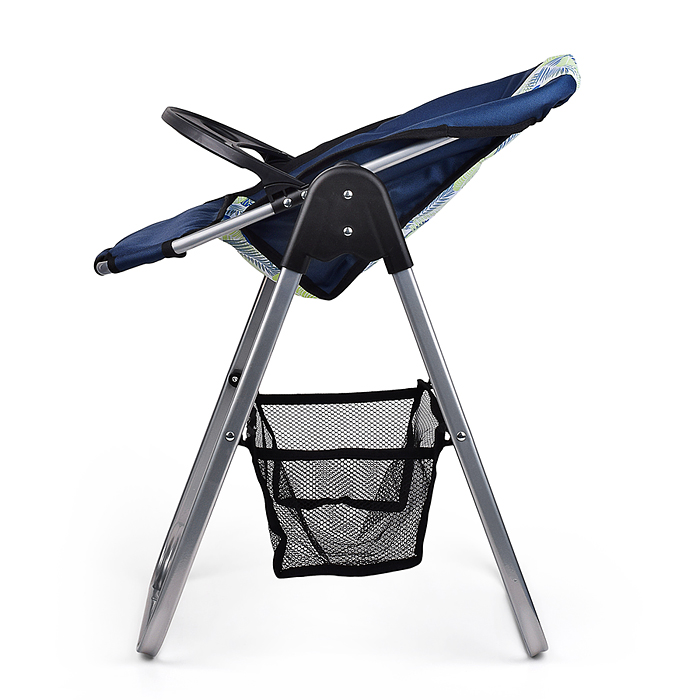 Стульчик для кормления кукольный 9697A складной, с корзиной, принт листья