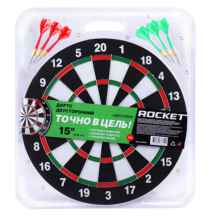 Фото к товару Дартс двусторонний с дротиками R0183 "Точно в цель! Дартс двусторонний с дротиками R0183 "Точно в цель!