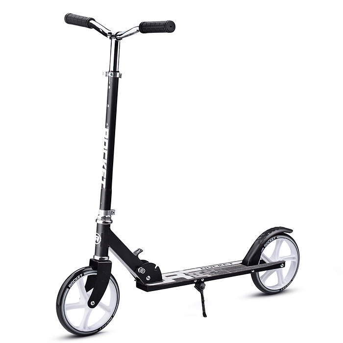 Самокат-снегокат R0181.BK с изогнутой ручкой (черный)