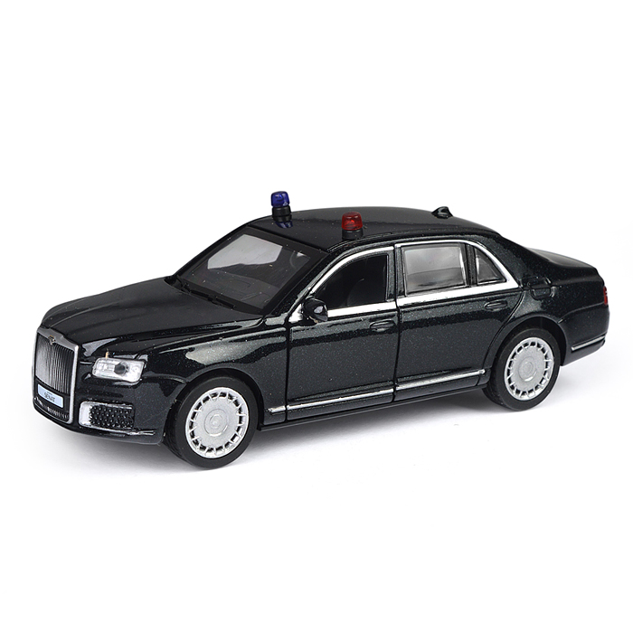 Машина металл Аурус Сенат 13,5 см, (двери, багаж, черный) инерц, в коробке