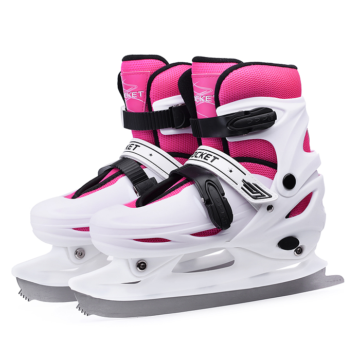 Коньки R0010 детские L бело-розовый