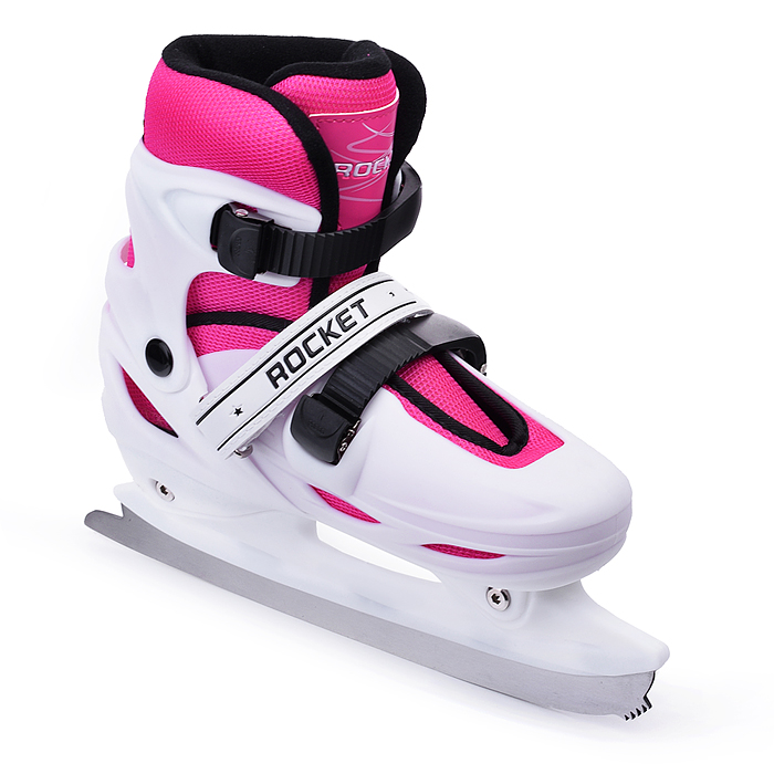 Коньки R0010 детские L бело-розовый