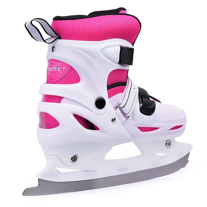 Коньки R0010 детские L бело-розовый