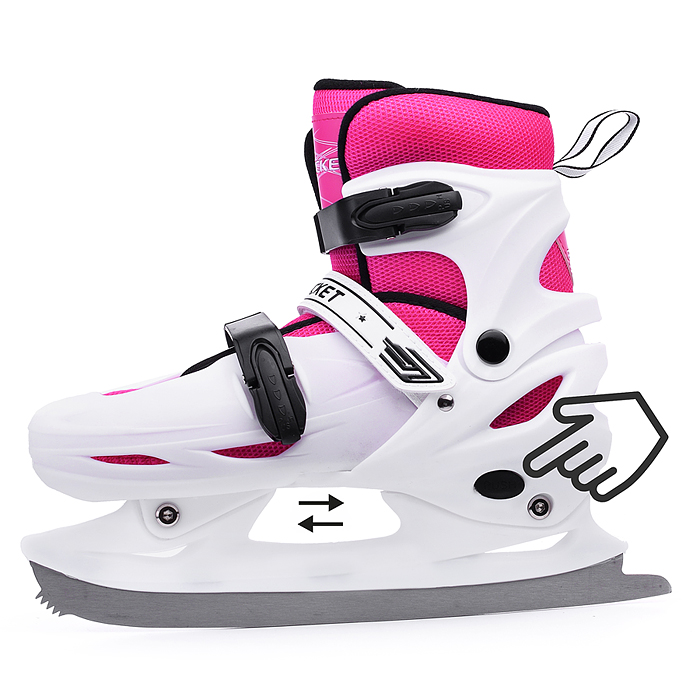 Коньки R0010 детские L бело-розовый