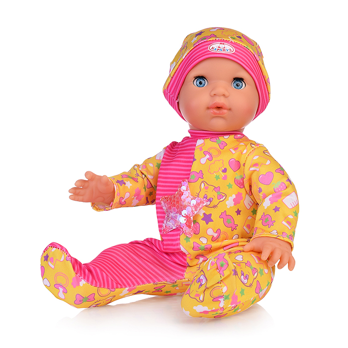 Пупс озвуч 35см, Шаинский музыка (пьет, писает, закр. глазки, 4 акс, 2000 слов) в коробке