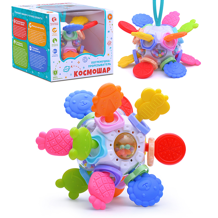 Погремушка Y0081-1 "Космошар" фрукты, в коробке