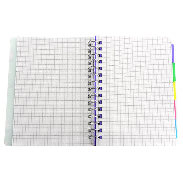 Тетрадь 120л., клетка, Alingar "Flowers", А5, гребень, пластиковая обложка, цветные пластиковые разд