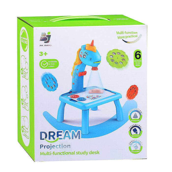 Доска для рисования 899-178Y "Единорожка" с проектором, в коробке