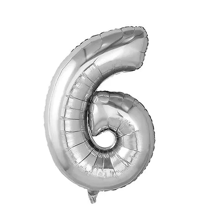 Шар фольгированный Цифра 6 40" Silver